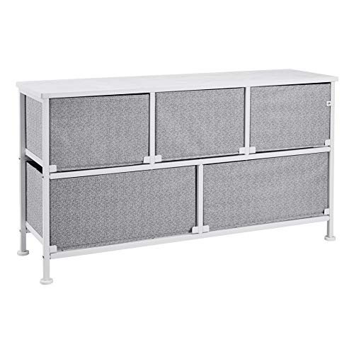 Amazon Basics Extra Wide Fabric 5-Drawer Storage Organizer Unit for Bedroom Closet, White - color: White