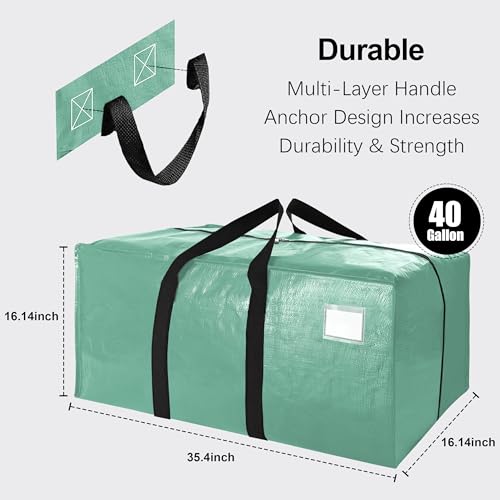 6 Pack Heavy Duty Extra Large Moving Bags W/Backpack Straps - Strong Handles & Zippers, Storage Totes For Space Saving, Fold Flat, Alternative to Box and Bin (40 gal, Teal) - color: Teal, size: 40 Gal - 6 Pack