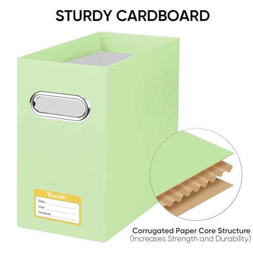 BALEINE File Organizer Box, Cardboard File Folder Organizer with Handle for Letter Size, Portable Collapsible Hanging Filing Box for Home Office Document Storage (2 Pack, Green) - color: Green, style: 2PK