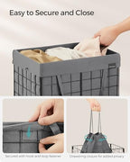 SONGMICS Laundry Hamper, 11 Gal. (50L) Laundry Basket, Collapsible Clothes Hamper, Removable and Washable Liner, Metal Wire Frame, for Bedroom Bathroom, Black and Gray ULCB150G01 - color: Black + Gray, size: 50 L