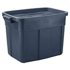 Rubbermaid Roughneck Tote Variety - |Made in the USA| Dark Indigo Metallic, Rugged Plastic Stackable Storage Tote with Lid and Handles (Pack of 10) - size: Variety - 10 Pack