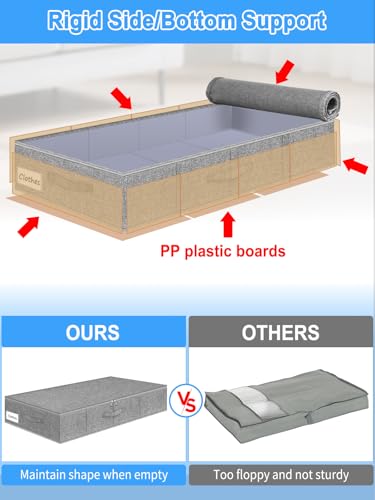 6.7-Inch Tall Under Bed Storage Container, Underbed Storage Bin w/Rigid Sides & Bottom, Large Under-Bed Clothes Organizer with Zippered Lid for Bedroom, Dorm, Sofa, 30x15x6.7 Inches, Gray - color: Gray-rigid-2pcs, size: 6.7 inch