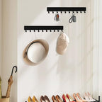 Key Holder Wall Mount,14in with 10 Hooks,Black Metal Key Hanger for Car Key Ring,Suitable for Entrances/Door/Living Rooms/Kitchen/Offices（2 Sets）