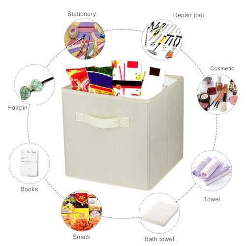 2 Pcs Storage Cubes, 10.5 Inch Collapsible Storage Bins, Fabric Foldable Bins for Organization, Durable Storage Bins for Closet, Shelves, Offices (Beige) - color: Beige
