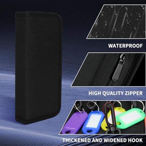 Portable Zippered Key Organizer, Waterproof Key Case with 12 Key Hooks and Tags,Portable Key Storage for Rental Management Real Estate Sales Hotel Executives and Car Service - size: 12 Keys