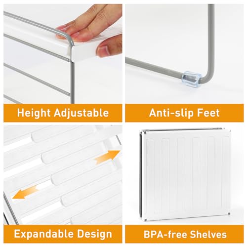 JUPELI Foil and Plastic Wrap Organizer, Expandable Kitchen Pantry Storage, Height Adjustable Cabinet Rack for Kitchen Organization, Aluminum Foil -3 Tier 9.8" to 15.6"L - size: 1 Pack