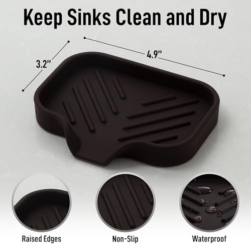 Zulay Kitchen Small Silicone Sponge Holder (4.9x3.3”) – Space-Saving Sink Organizer Tray for Sponge, Soap, Brush & More – Compact Non-Slip Dish for Kitchen & Bathroom (Chocolate) - color: Chocolate, size: Small (4.9x3.3)
