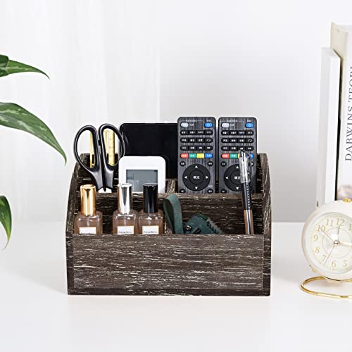 OKSQW Wood Desk Organizer, Solid Wooden Dark Brown Pen Holder for Desktop Organizer, No Need Assembly, Home Office Supplies Workspace Organizers Mail Holder Remote Control Countertop Storage Box - color: Dark Brown1-M