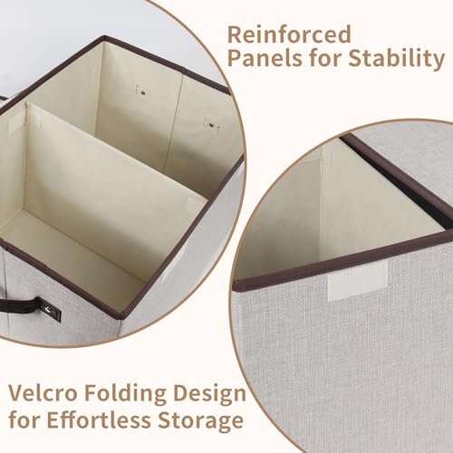 Foldable Fabric Storage Box with Double-Lid & Dividers, Large Organizer for Home, Closet, Office (Grey, 2 Packs) - color: Grey, size: 2 Packs