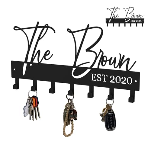 Customized Meaningful Phrase Key Holder Wall Mount,Black Exquisite Metal Key Hanger for Wall,Key Hooks with Screw for Hallway,Office,Kitchen Decor - color: Customized