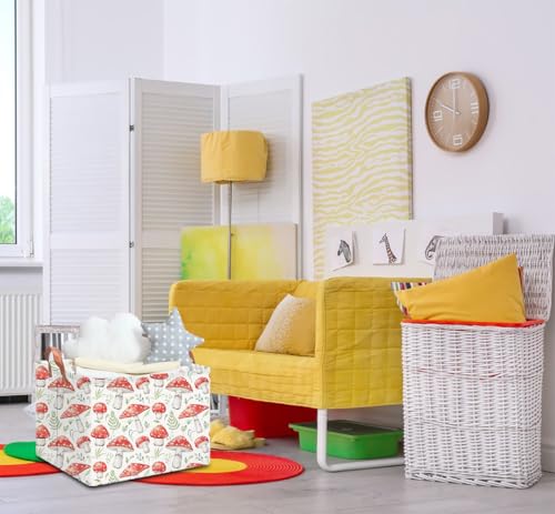 NTAOHAMPER Rectangular Storage Basket Empty,Storage Bin with Handles,Room Decor,Gift Basket,Book Box(Watercolor Mushroom) - color: Watercolor Mushroom