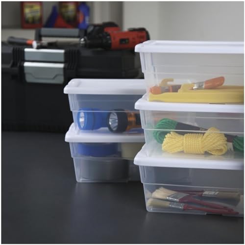 STERILITE 6-Quart Storage Bin Shoe Box - Clear (4)