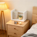 MyGift White Wood Desktop Bookshelf Organizer, Expandable Adjustable Display Shelf Book Rack - color: White