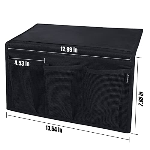 Gloppie Bedside Caddy with Pockets - Table Nightstand & Loft-Bed Organizer - Desk Storage & Hanging Organizer for Dorm - color: Upgrade Black