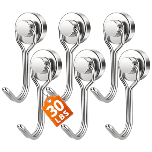 FINDMAG Magnetic Hooks, 30lbs+ Strong Magnetic Hooks for Refrigerator, 2026 Cruise Ship Essentials, Magnet Hooks Heavy Duty for Kitchen, Home, Classroom, Whiteboard, Beach Vacation (6 Pack, Silver) - color: Silver, size: 6Pack 30Lbs+