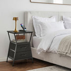 Side Tables for Bedroom Nightstand with 2 Cloth Drawer Bedside Table with Storage End Tables Living Room Sofa Couch - color: Black