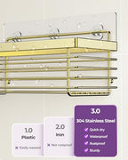 ODesign Shower Caddy 3 Pack SUS304 Stainless Steel-No Drilling-Shower Bathroom Shelves Rack,Rustproof Wall Mounted,Adhesive Shower Shelf Basket Organizer-Golden - color: Golden