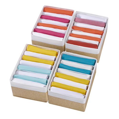 4 Packs T-shirt Drawer Organizers for Clothing,8 Grids Compartment Wardrobe Storage Box, Washable Clothes Organizer for Folded Clothes, Legging, Silk Scarve-12.59''x9.05''x5.9-BeigeWhite - color: BeigeWhite, size: 8 GRIDS-UPGRADED HEIGHT
