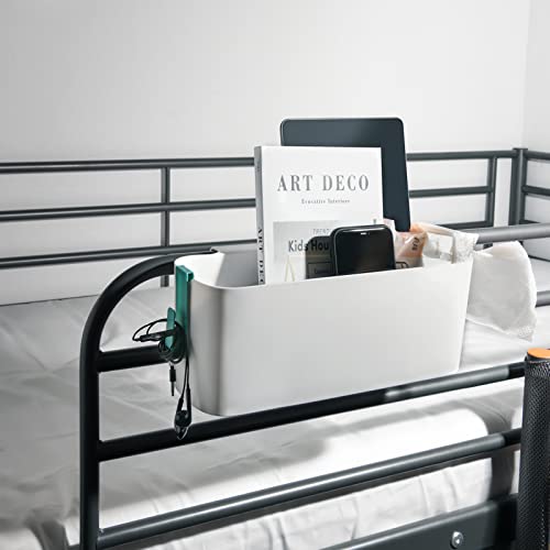 Yopay 2 Pack Bedside Caddy Organizer, Plastic Bunk Bed Shelf, Dorm Bedside Holder, Multi Storage Pocket Holder for Kids Loft Bed Rail Rv Bathroom College with Hook