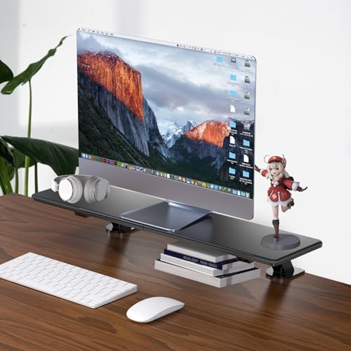 suptek Clamp-on 32 Inch Dual Monitor Desk Mount Riser Shelf Computer Stands for 2 Monitor,Laptop,Printer, Notebook,32.2” x 7.8” x 5.7”