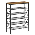 6 Tiers Metal Shoe Rack，Large Capacity Shoe Rack Holds 24 Pairs of Shoes, Durable and Stable, Adjustable Metal Shelf Stackable Shoe Shelf for Entryway, Hallway, Living Room, Closet - color: Rustic Brown, size: 27.8" x 10.8" x 39.2"