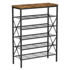 6 Tiers Metal Shoe Rack，Large Capacity Shoe Rack Holds 24 Pairs of Shoes, Durable and Stable, Adjustable Metal Shelf Stackable Shoe Shelf for Entryway, Hallway, Living Room, Closet - color: Rustic Brown, size: 27.8" x 10.8" x 39.2"