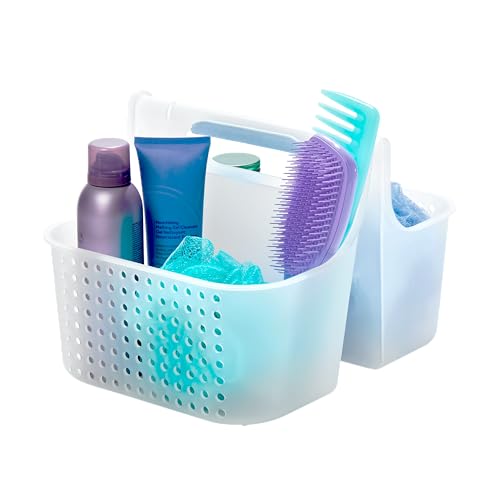 madesmart Large Portable Shower Caddy, Hold Soap, Shampoo, Hair Supplies and Beauty Products, Cleaning Supplies Organizer for Home, Dorm, Plastic Shower Tote, Soft Handle, Blue - color: Blue, size: Large