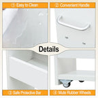 MARTY Wood Rolling Storage Cart 7.9" W, 3 Tier White Slim Utility Kitchen Cart on Wheels Laundry Room Bathroom Organizers Narrow Shelves with Handle Mobile Shelving Unit for Small Places - color: White