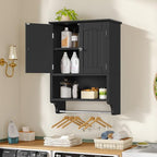 TEENFON Bathroom Wall Cabinet with Adjustable Shelves and Towel Rack, Wall Mounted Over The Toilet Storage Cabinet for Bathroom, Living Room, Black - color: Black With Towel Bar