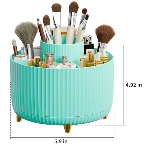 fanado 360° Rotate Makeup Brush Holder Organizer, Makeup Organizers Countertop, Makeup organization and Skincare Storage for Vanity, Desktop, Bathroom (Mint Green) - color: Mint Green