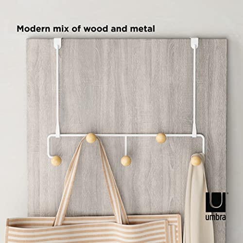 Umbra Estique Over The Door Coat Rack & Multi-Use Organizer, for Coats, Bags, Hats & More, Small, White/Natural (Pack of 3) - color: White/Natural, size: Small (Pack of 3)