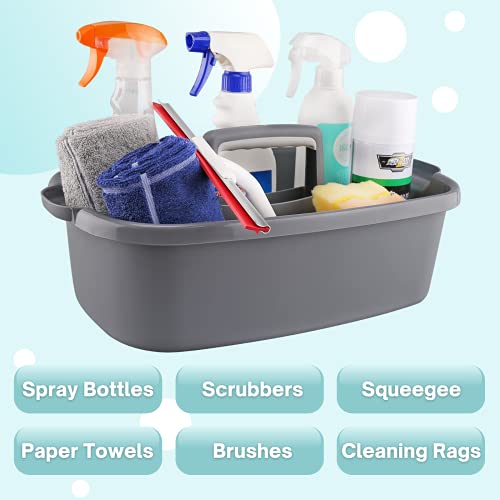 Cleaning Supplies Caddy, Household Tools Organizer with Handle, Large Plastic Bucket, Portable Shower Basket Tote, Gray - color: Gray, size: 1 Pack
