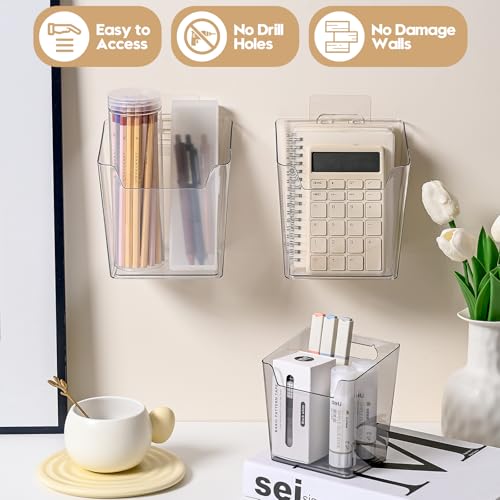 2-Pack Kitchen Cabinet Door Organizer Adhesive, Hanging Storage Bins, Stick on Small Wall Storage Container, Bathroom Floating Shelf Under Sink Caddy Spice Rack for Pantry Organizer, Office, Dorm - color: 2 Pack, size: Large