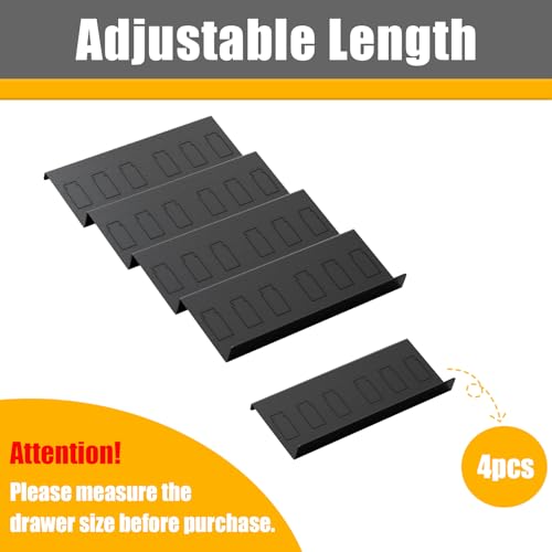 Famhap Spice Drawer Organizer, 4 Tier Expandable from 11.6" to 23.2" Seasoning Rack Tray Insert for Kitchen Drawers, Spice Rack Tray for Drawer/Countertop - color: Black, size: 4pcs