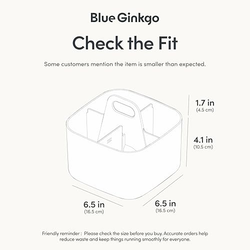 BLUE GINKGO Small Stackable Organizer Caddy – Korean-Made Portable Tote for Bathroom, Office, Crafts, or School Supplies (Square, White) - color: WHITE, size: Square