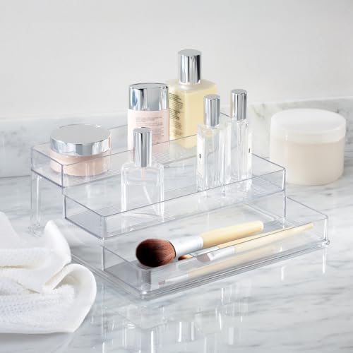 iDesign 3-Tier Spice Rack Organizer for Cabinets, Pantry or Countertop, Set of 2, Clear, Made in USA - style: Pack of 2