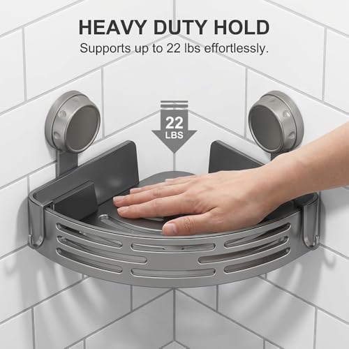 Triangle Suction Cup Corner Shelves, 2026 Upgraded No Drilling Bathroom Storage Rack with Hooks, Waterproof Shower Organizer for Bathroom, Corner Shelves for Shower (Black, 1 PCS) - color: Black, size: 1 PCS