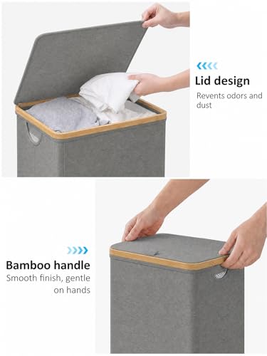 iEGrow Laundry Hamper with Lid, 110L Large Laundry Hamper with Handle and Lid, Collapsible Clothes Basket Organizer with Removable Inner Bag for Clothes Toys Towels - Grey - color: Grey, size: 110L