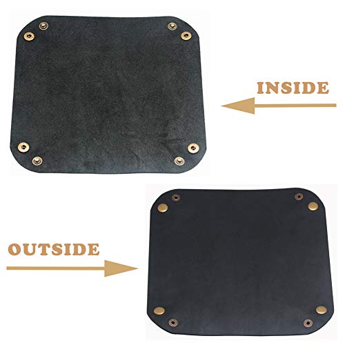 boshiho Valet Tray for Men, Leather Jewelry Catchall Key Phone Coin Box Change Caddy Bedside Storage Box (Crazy Horse Leather - Black) - color: Crazy Horse Leather - Black