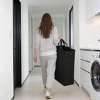 ZERO JET LAG Slim Laundry Hamper With Handles Collapsible Laundry Basket Thin Dirty Clothes Basket Narrow Laundry Bag Foldable Dirty Clothes Hamper 45L (24 inches,Black) - color: Black- With Handles