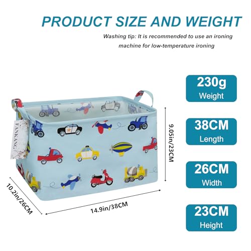 FANKANG Storage Basket,Nursery Hamper Canvas Laundry Basket Foldable with Waterproof PE Coating Storage, Office, Bedroom, Clothes,Toys (Rec-Car) - color: A Rec-Car-L