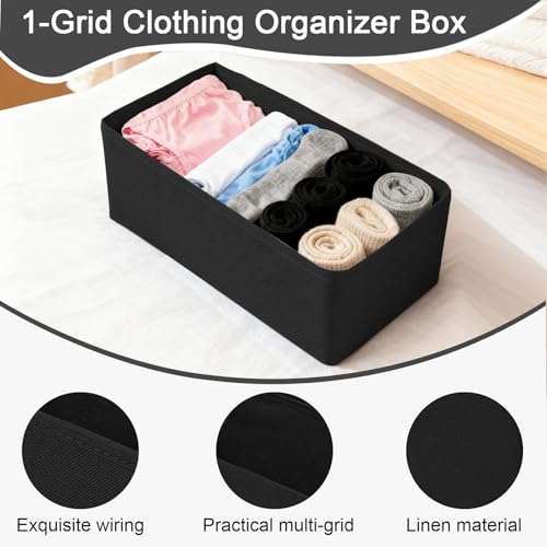 1 Pcs Drawer Organizer Storage Box for Underwear Socks Closet Divider for Wardrobe Dresser Vanity Space Saving Use(Black) - color: Black-1, size: Medium