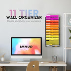 11-Tier Wall File Organizer, Wall File Holder Mesh Mail Organizer for Papers, Folders, Letters, Magazine Rack for Office Home Classroom, Black 2 Pack
