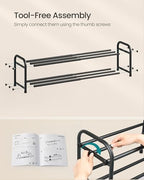 SONGMICS Expandable Shoe Rack, Adjustable Shoe Organizer Storage Shelf, Sturdy and Heavy-Duty, for Closet, Entryway, Living Room, 2-Tier, Ink Black ULMR026BD01 - size: 2 Tiers (11.9"H)