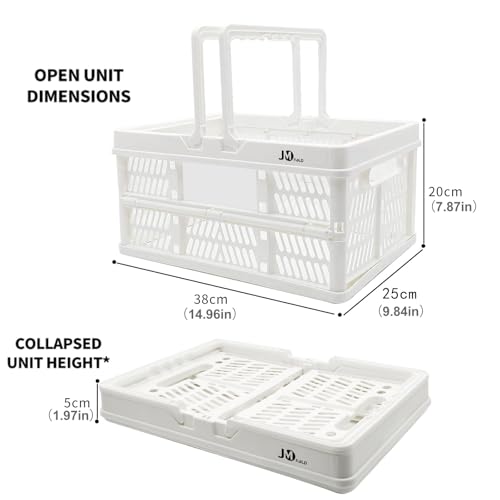20 L Collapsible Shopping Basket, plastic basket, Basket with Handle, M (White) - color: White