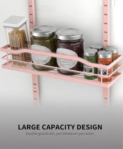 Moforoco Pink 9-Tier Over The Door Pantry Organizer, Pantry Organization and Storage, Black Hanging Basket Wall Spice Rack Seasoning Shelves - color: Pink, size: 9-Tier Standard