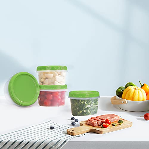 Jucaifu 16 Pack 8 Ounce reuseable small plastic freezer storage container jars with screw lid for food snacks lunch Green - color: Green(16PCS)