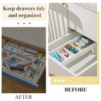 3 Pcs Expandable Drawer Organizer Bins Adjustable Deep Drawer Hanging Organizer Tray Expandable 11.4 to 18.1 Inches Plastic Dividers Storage for Office Bathroom Bedroom Kitchen Desk, White