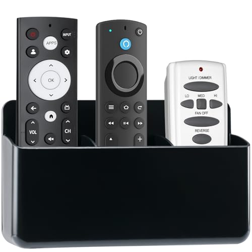 3 Slot Remote Control Holder, TV Remote and Wall Pen Storage Accessories for Home Office School (Black 1Pack) - color: Black&1pcs