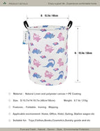 Round waterproof laundry basket,foldable storage basket,laundry Hampers with handle,gift basket,suitable for children's room and toy storage (Pink Dinosaur) - color: Pink Dinosaur
